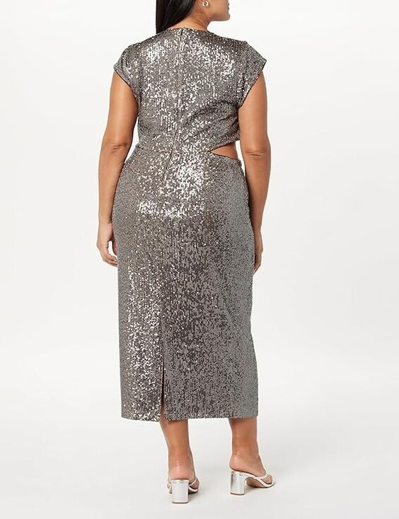 The Drop Padma Women's Plus Size 3X Pewter Sequin Cut-Out Midi Party Dress NWT - Picture 2 of 12
